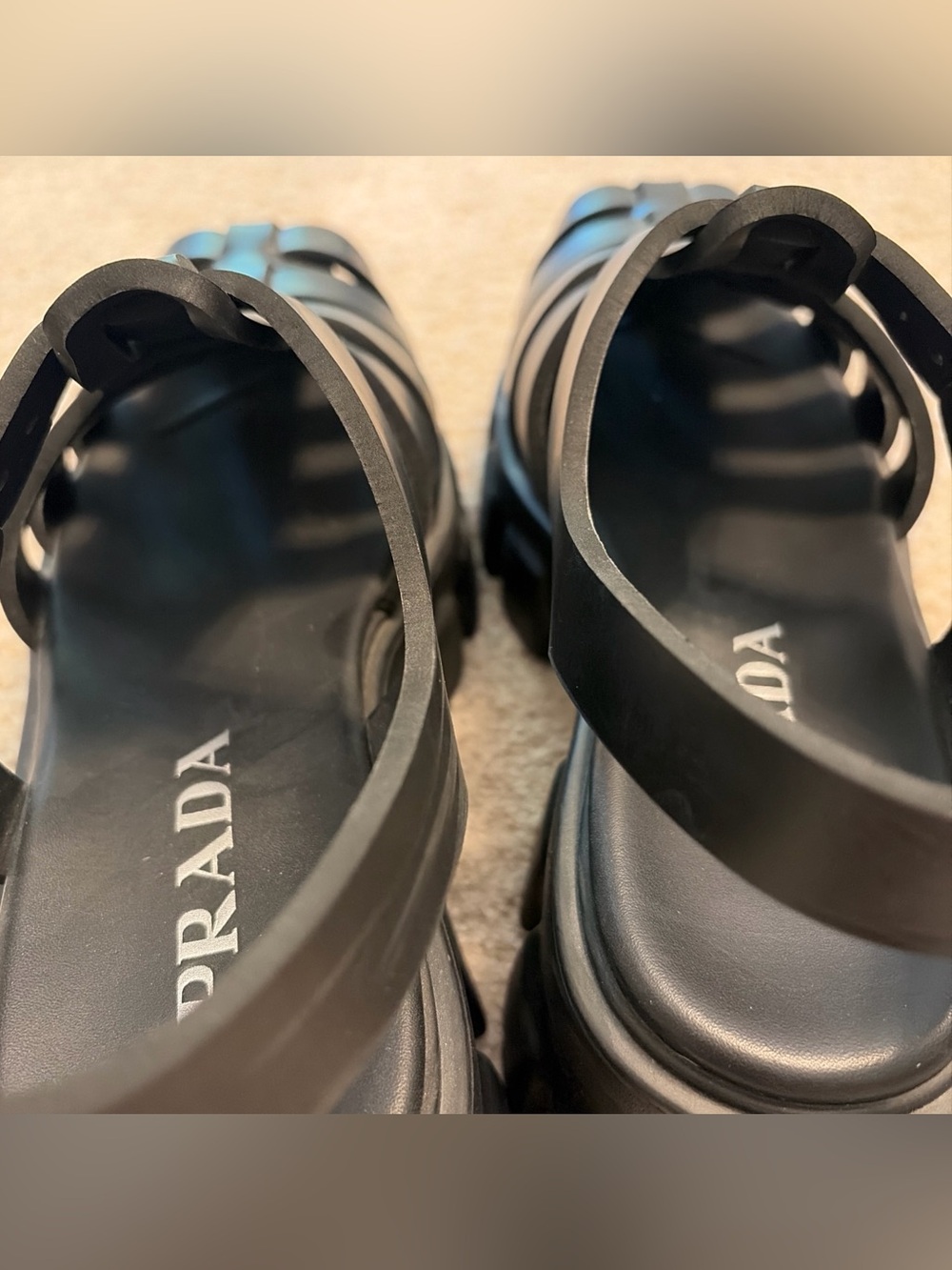 Prada Monolith Platform Sandals Black Lug Sole EU 40 - Picture 5 of 8
